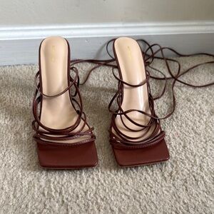 PLT Brown Strappy Heels